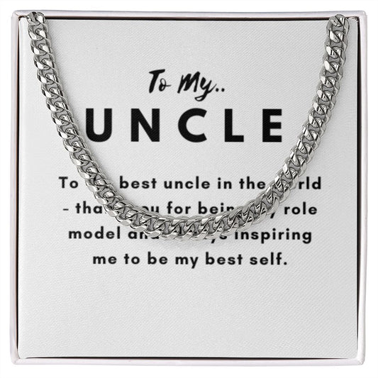 Uncle Necklace Gift, From Niece or Cousin, Link Chain Jewelry, Graduation, Father's Day, Christmas Gifts for Men, Message Card