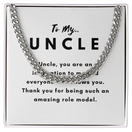 Uncle Necklace Gift, From Niece or Cousin, Link Chain Jewelry, Graduation, Father's Day, Christmas Gifts for Men, Message Card