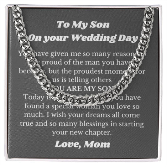 Necklace for Son on Wedding Day, Wedding Gift for Son from Mom, Mother to Son Wedding Present, Meaningful Jewelry