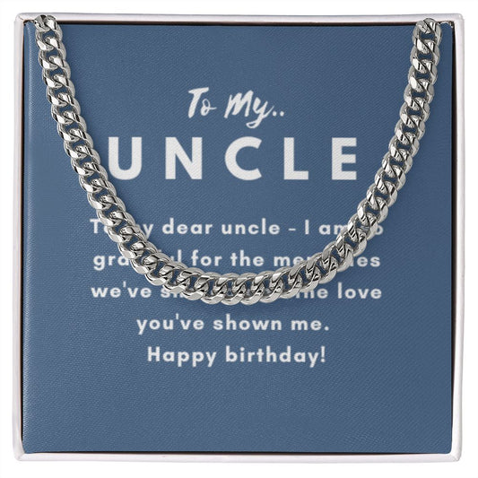 Uncle Necklace Gift, From Niece or Cousin, Link Chain Jewelry, Graduation, Father's Day, Christmas Gifts for Men, Message Card