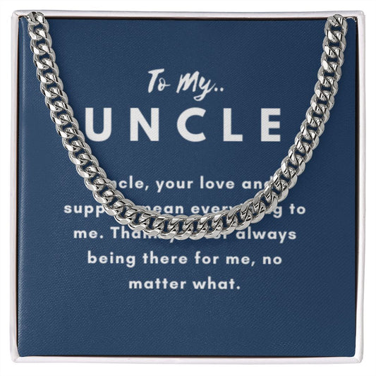 Uncle Necklace Gift, From Niece or Cousin, Link Chain Jewelry, Graduation, Father's Day, Christmas Gifts for Men, Message Card