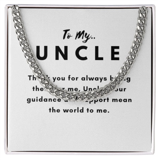 Uncle Necklace Gift, From Niece or Cousin, Link Chain Jewelry, Graduation, Father's Day, Christmas Gifts for Men, Message Card