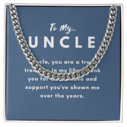 Uncle Necklace Gift, From Niece or Cousin, Link Chain Jewelry, Graduation, Father's Day, Christmas Gifts for Men, Message Card