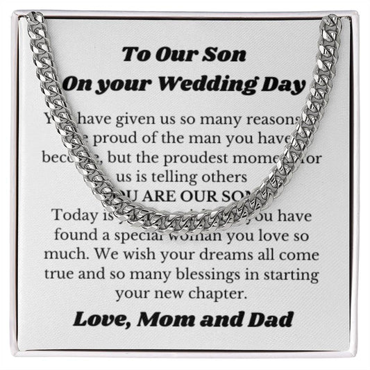 Necklace for Son on Wedding Day, Wedding Gift for Son from Parents, to Son Wedding Present, Meaningful Jewelry