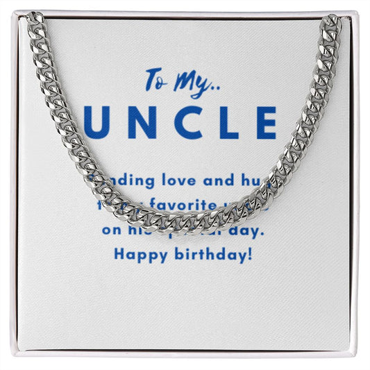 Uncle Necklace Gift, From Niece or Cousin, Link Chain Jewelry, Graduation, Father's Day, Christmas Gifts for Men, Message Card