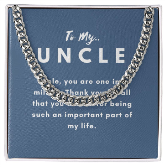 Uncle Necklace Gift, From Niece or Cousin, Link Chain Jewelry, Graduation, Father's Day, Christmas Gifts for Men, Message Card