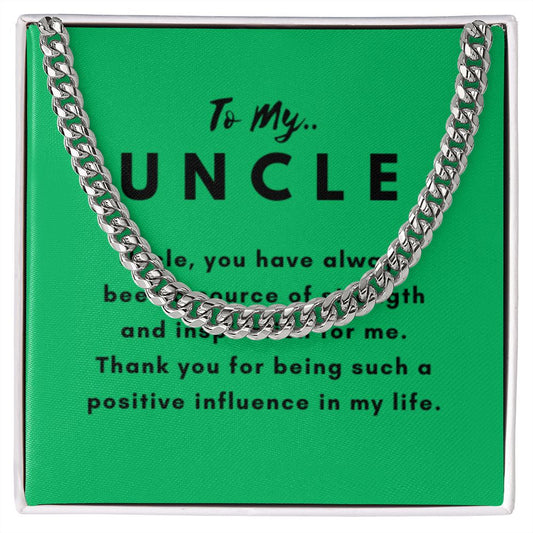 Uncle Necklace Gift, From Niece or Cousin, Link Chain Jewelry, Graduation, Father's Day, Christmas Gifts for Men, Message Card