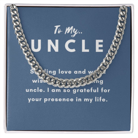 Uncle Necklace Gift, From Niece or Cousin, Link Chain Jewelry, Graduation, Father's Day, Christmas Gifts for Men, Message Card