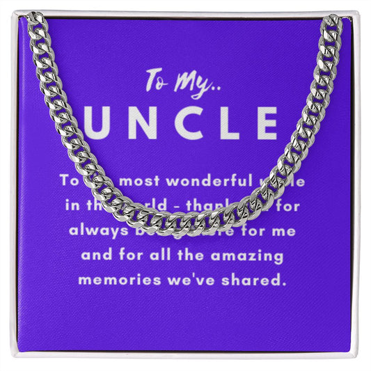 Uncle Necklace Gift, From Niece or Cousin, Link Chain Jewelry, Graduation, Father's Day, Christmas Gifts for Men, Message Card