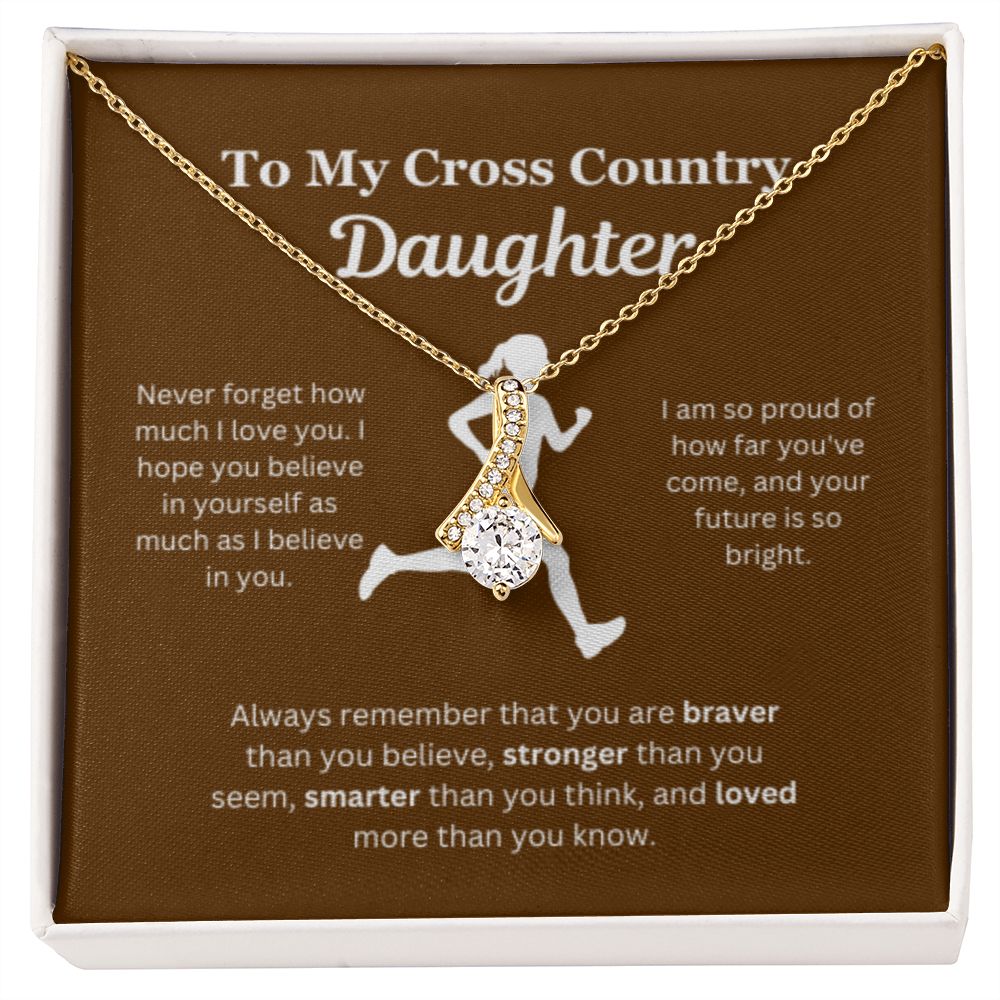 EllePendants To My Cross Country Daughter Necklace, Father Daughter Necklace, Mother Daughter Necklace, Daughter Birthday, Heart Jewelry, Gold Jewelry