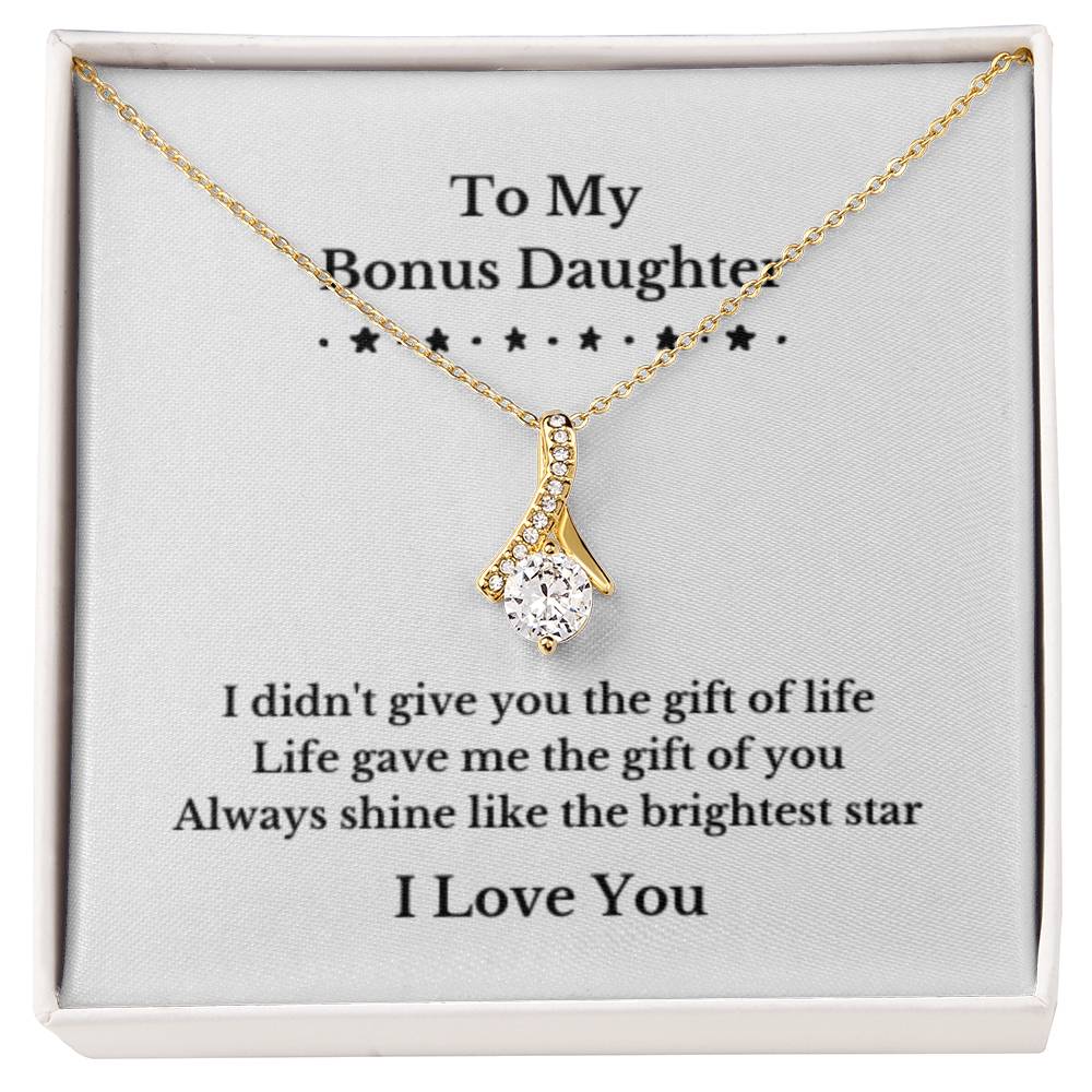 To My Bonus Daughter Necklace, Jewelry Gift From Parents Bright Star Necklace, Step Daughter Gift