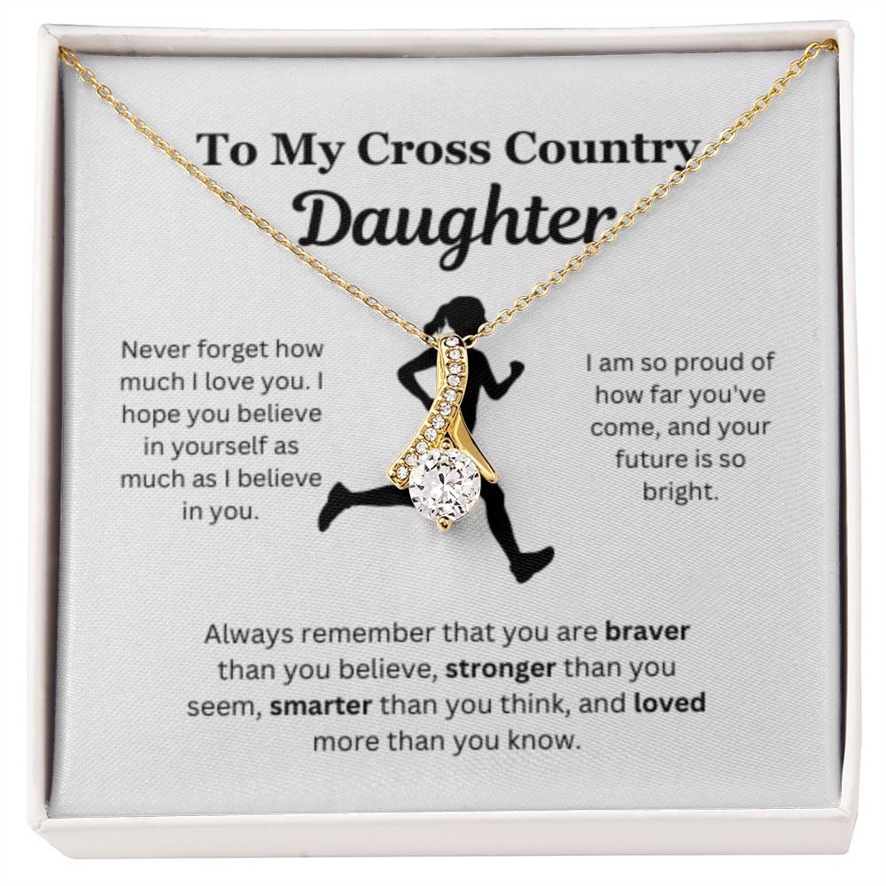 EllePendants To My Cross Country Daughter Necklace, Father Daughter Necklace, Mother Daughter Necklace, Daughter Birthday, Heart Jewelry, Gold Jewelry