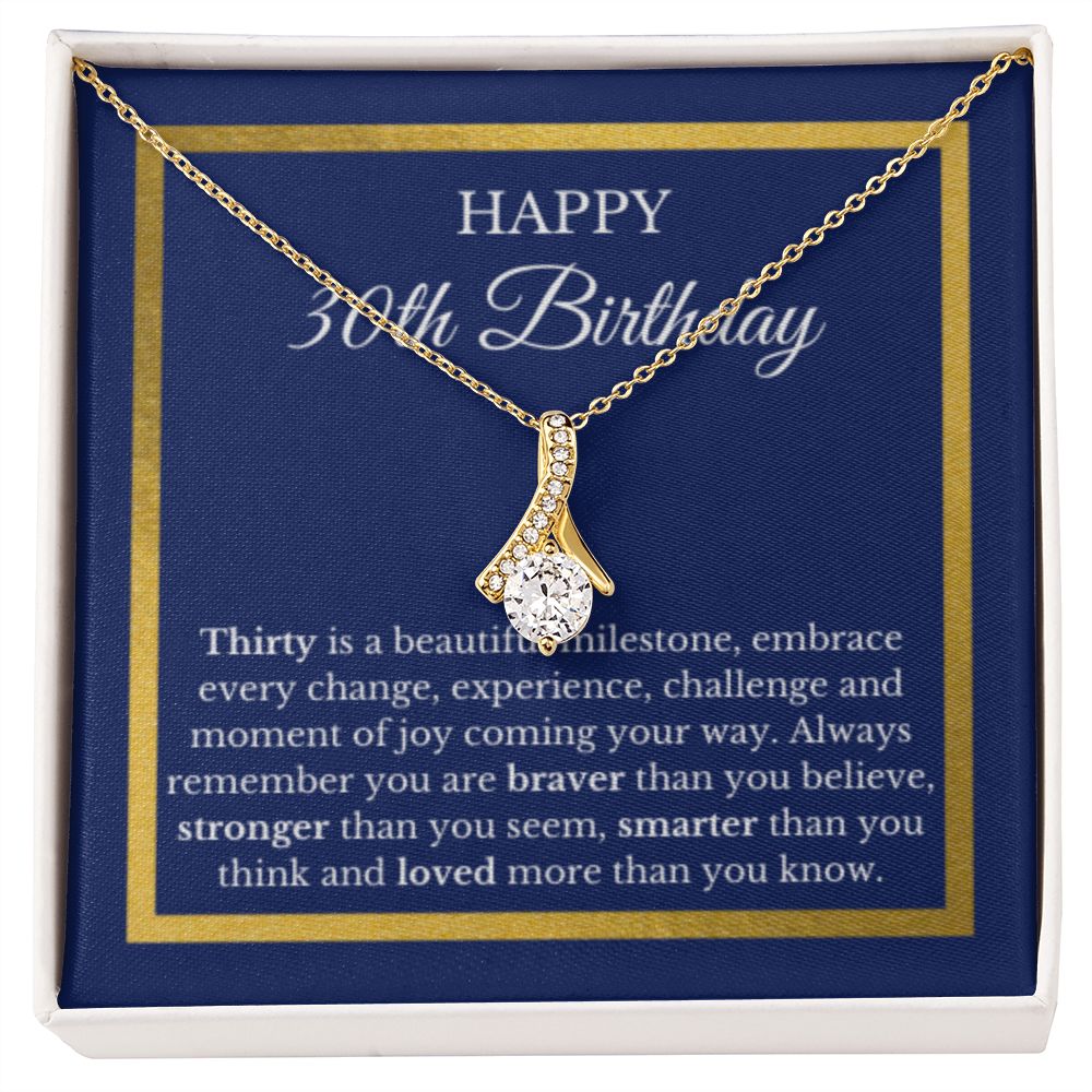 30th Birthday Necklace, Birthday Ribbon Necklace, Birthday Gifts For Woman, Birthday Card, Pendant Necklace