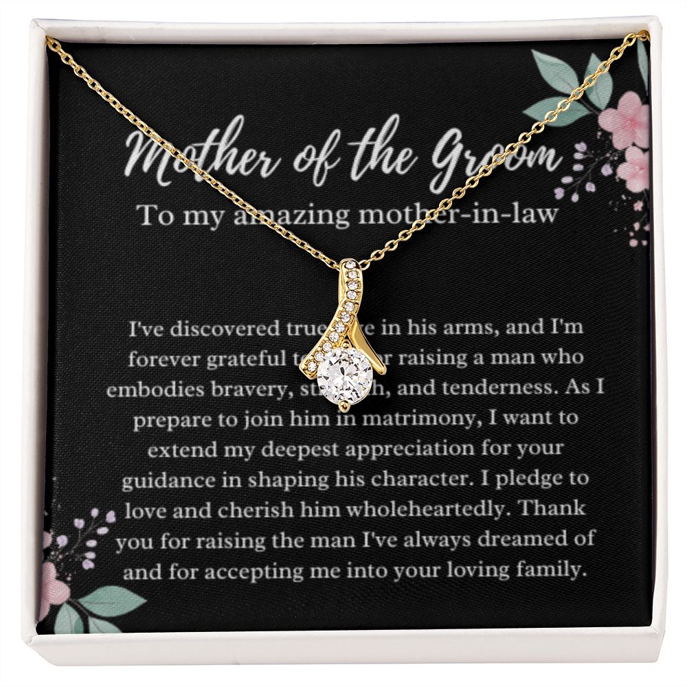 EllePendants Mother Of The Groom Gift From Bride, Mother In Law Gift Wedding Day, From Daughter In Law, Future Mother In Law Gifts Necklace, Gold Jewelry