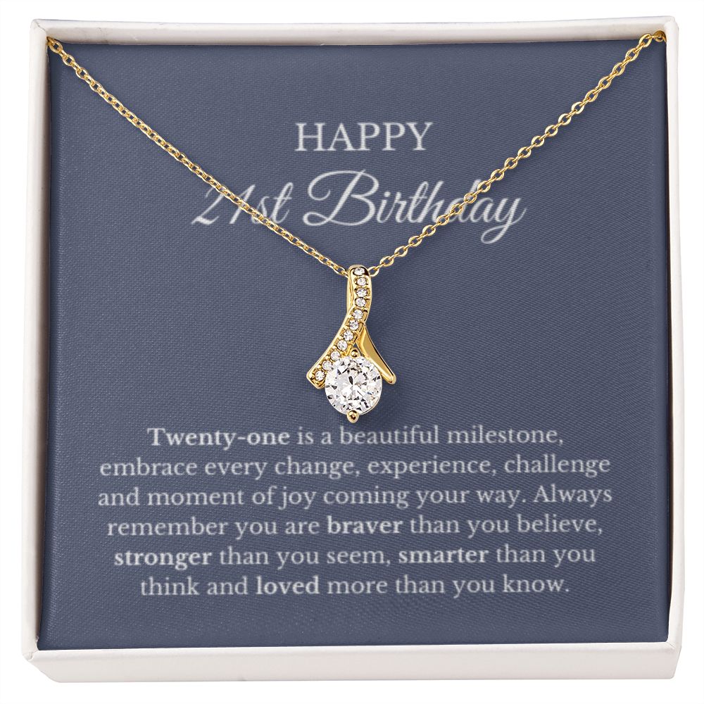 21stBirthday Necklace, Birthday Ribbon Necklace, Birthday Gifts For Woman, Birthday Card, Pendant Necklace