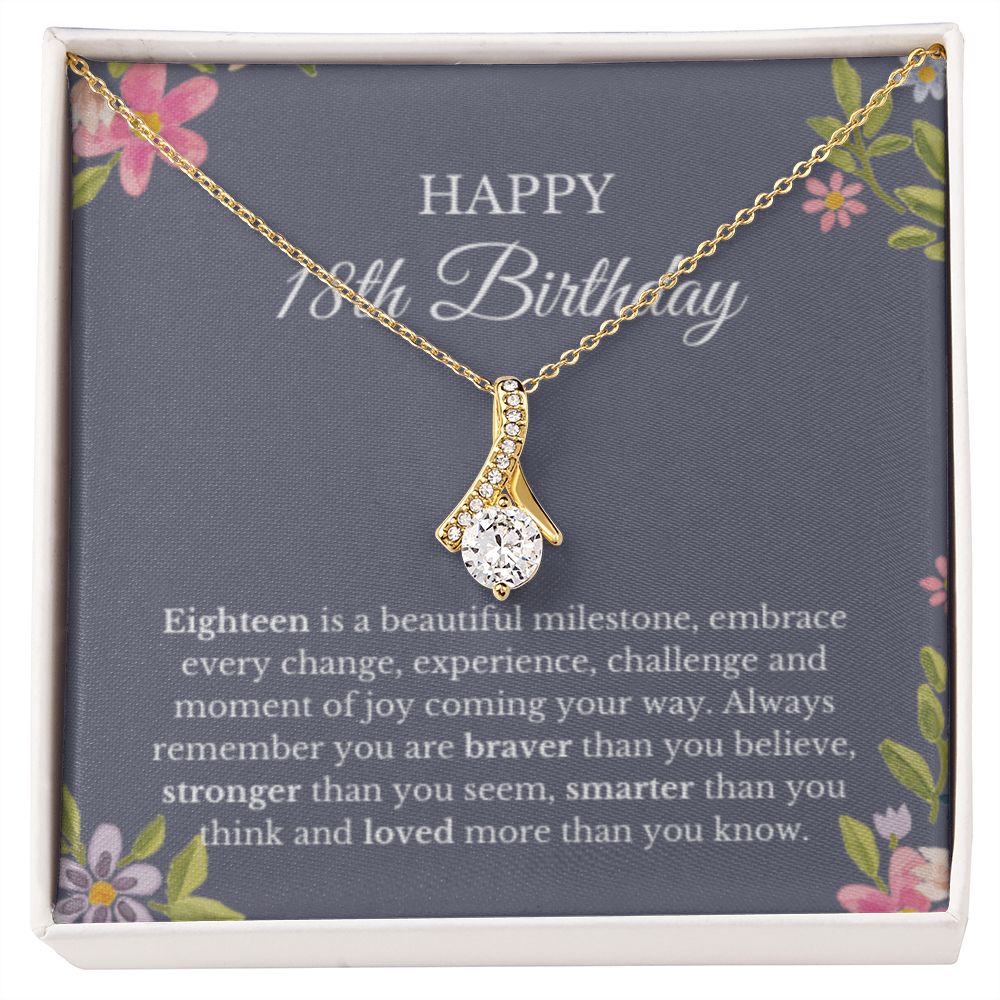 18th Birthday Necklace, Birthday Ribbon Necklace, Birthday Gifts For Woman, Birthday Card, Pendant Necklace