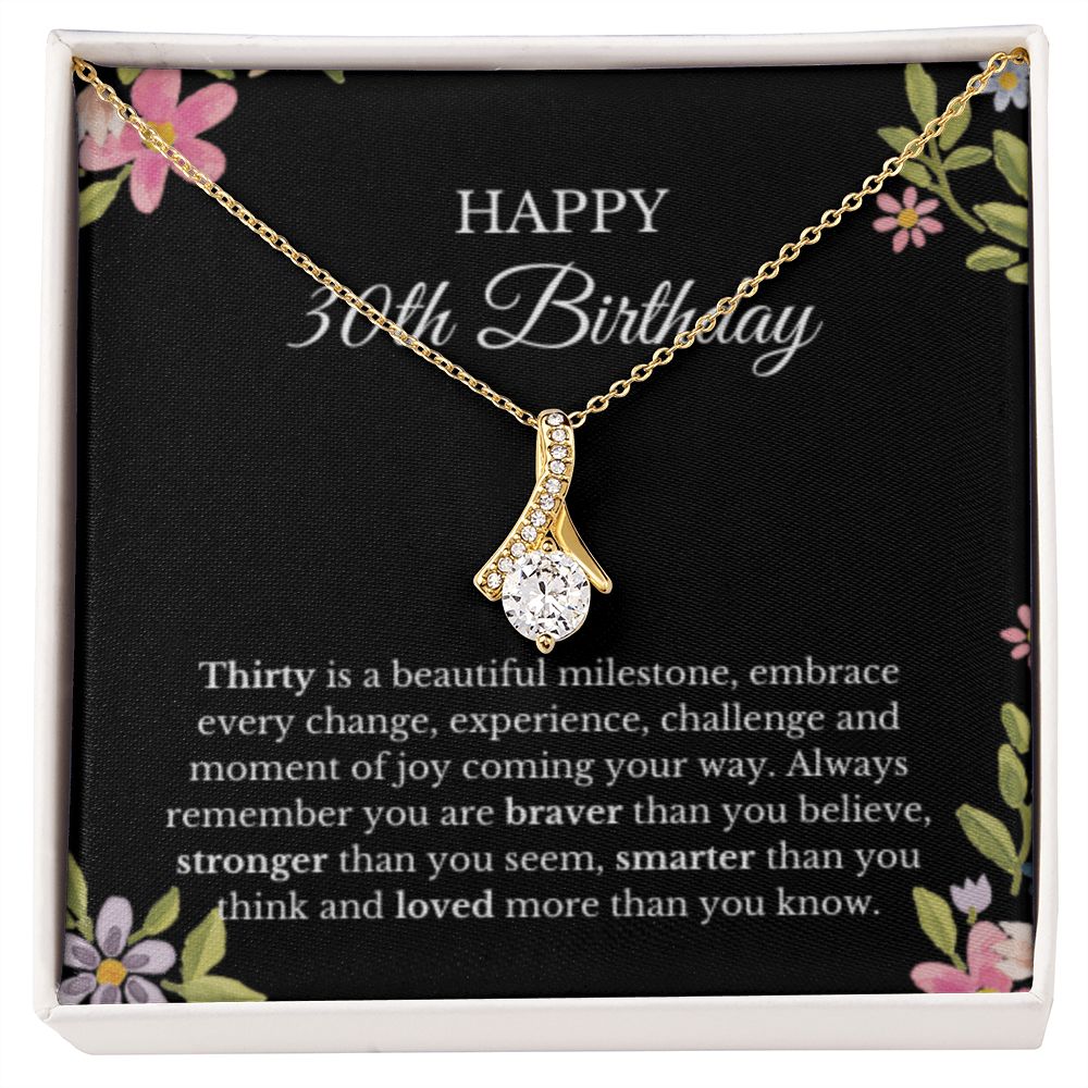 30th Birthday Necklace, Birthday Ribbon Necklace, Birthday Gifts For Woman, Birthday Card, Pendant Necklace