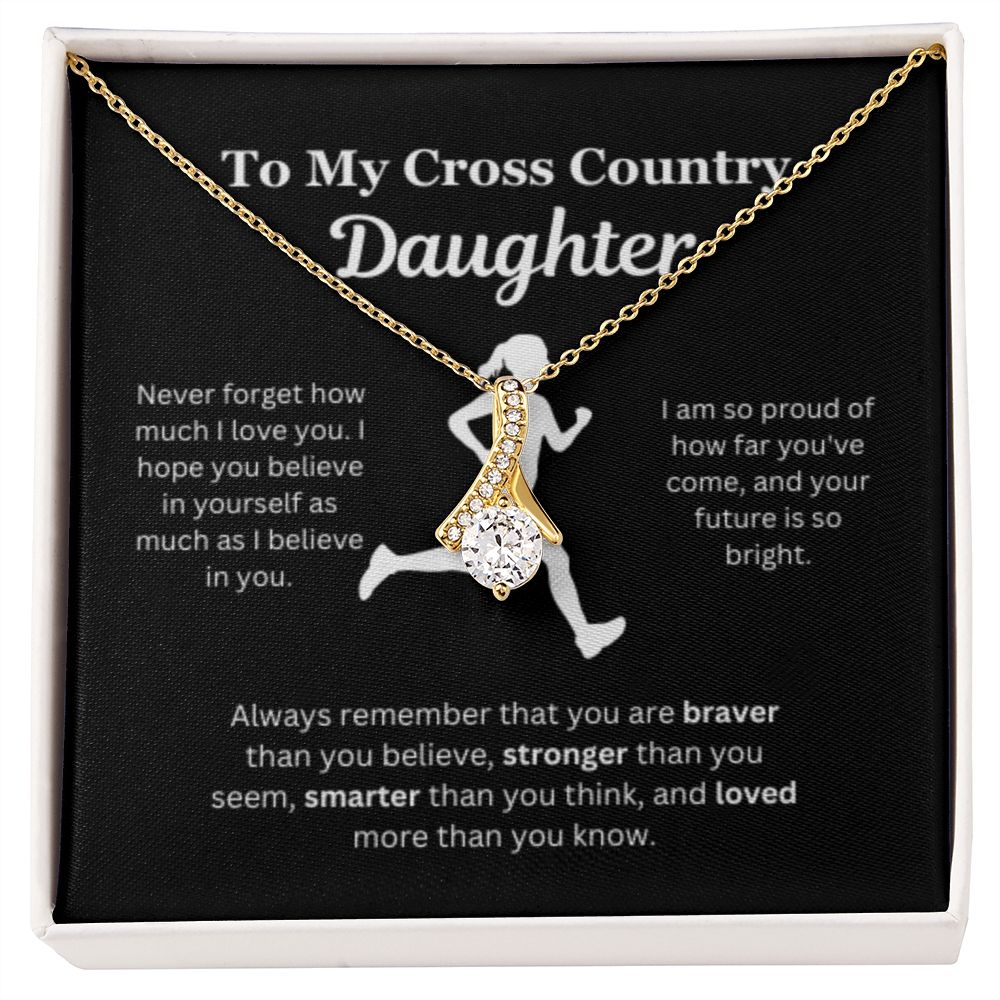 EllePendants To My Cross Country Daughter Necklace, Father Daughter Necklace, Mother Daughter Necklace, Daughter Birthday, Heart Jewelry, Gold Jewelry