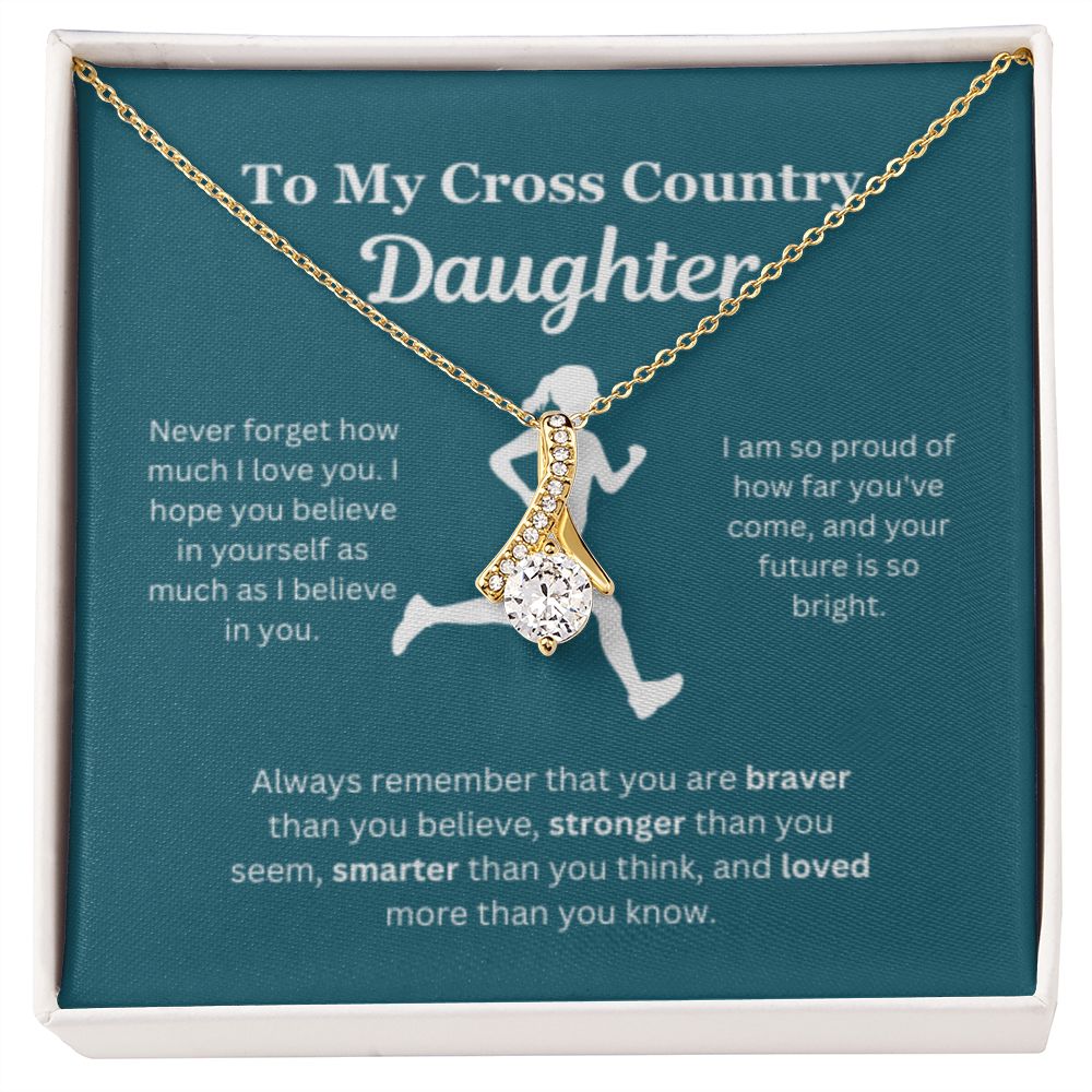 EllePendants To My Cross Country Daughter Necklace, Father Daughter Necklace, Mother Daughter Necklace, Daughter Birthday, Heart Jewelry, Gold Jewelry