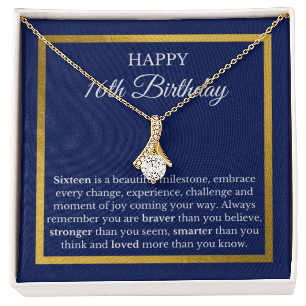 16th Birthday Necklace, Birthday Ribbon Necklace, Birthday Gifts For Woman, Birthday Card, Pendant Necklace