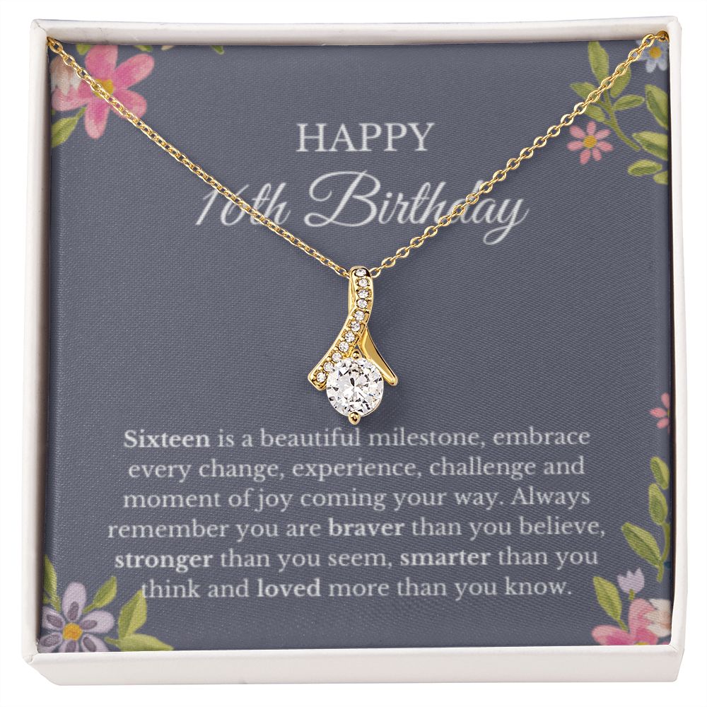 16th Birthday Necklace, Birthday Ribbon Necklace, Birthday Gifts For Woman, Birthday Card, Pendant Necklace