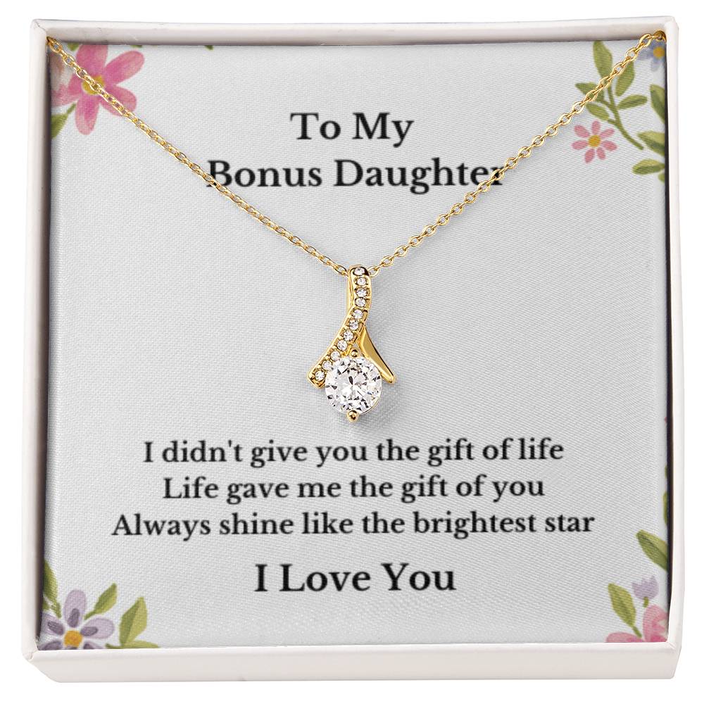 To My Bonus Daughter Necklace, Jewelry Gift From Parents Bright Star Necklace, Step Daughter Gift