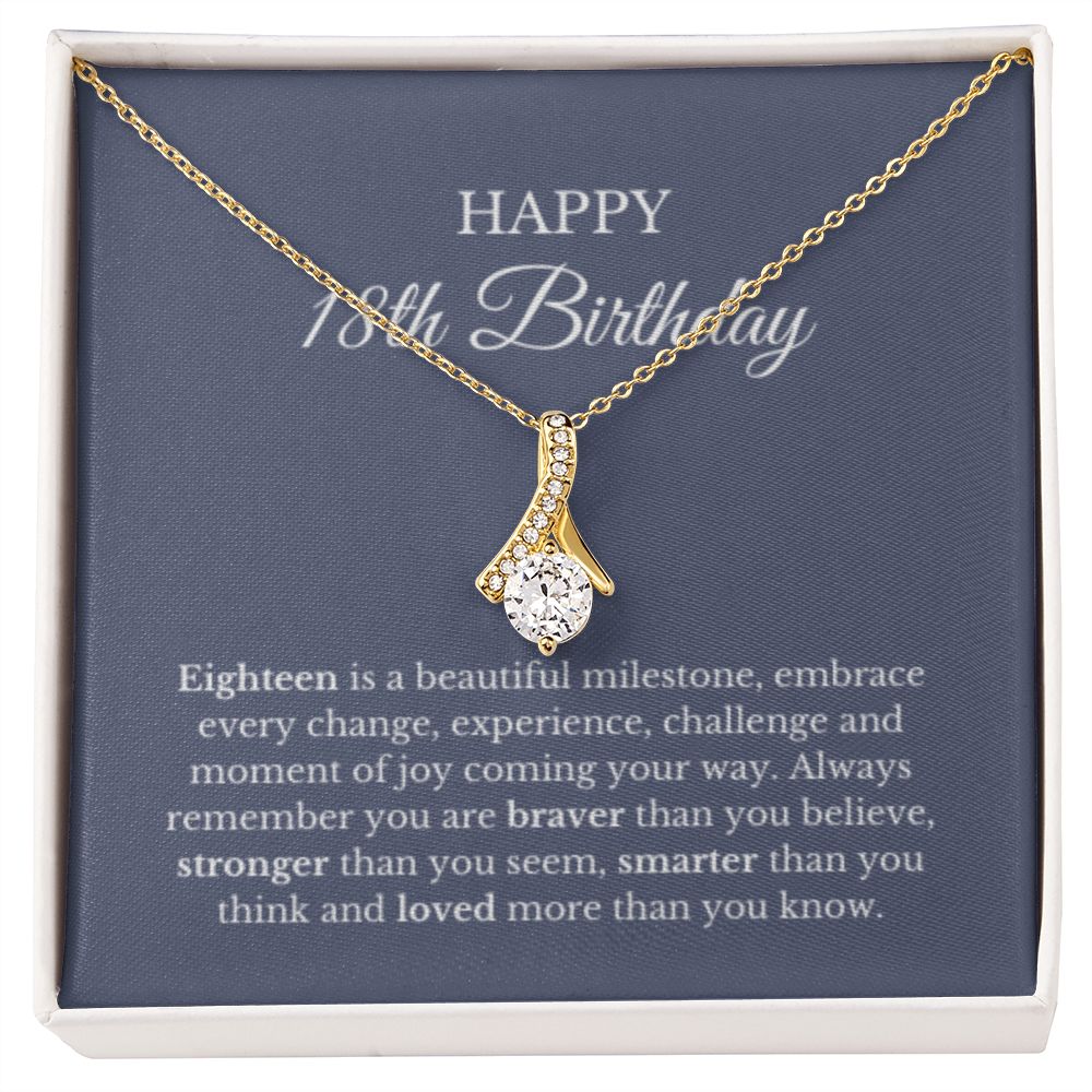 18th Birthday Necklace, Birthday Ribbon Necklace, Birthday Gifts For Woman, Birthday Card, Pendant Necklace