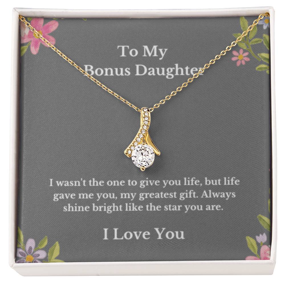 To My Bonus Daughter Necklace, Jewelry Gift From Parents Bright Star Necklace, Step Daughter Gift