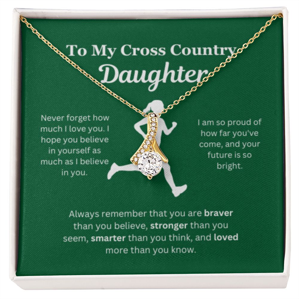 EllePendants To My Cross Country Daughter Necklace, Father Daughter Necklace, Mother Daughter Necklace, Daughter Birthday, Heart Jewelry, Gold Jewelry