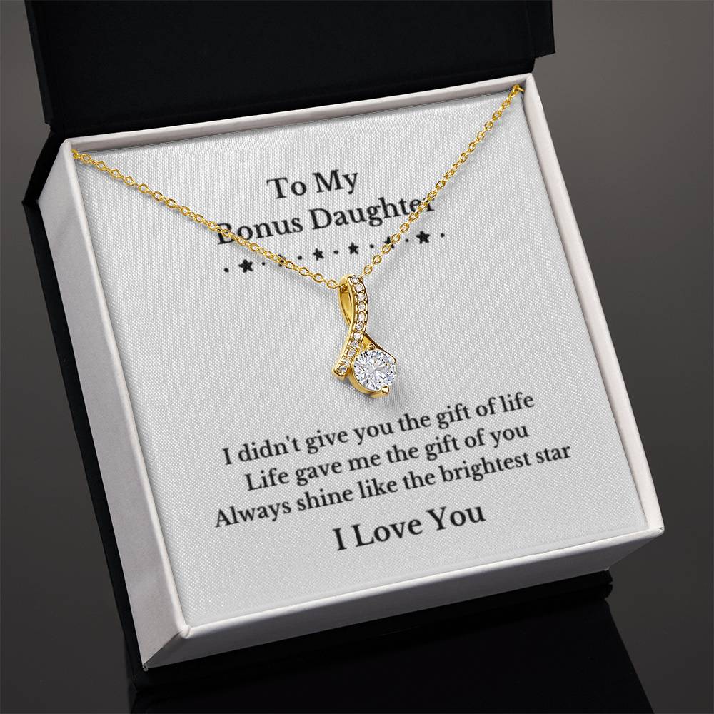 To My Bonus Daughter Necklace, Jewelry Gift From Parents Bright Star Necklace, Step Daughter Gift