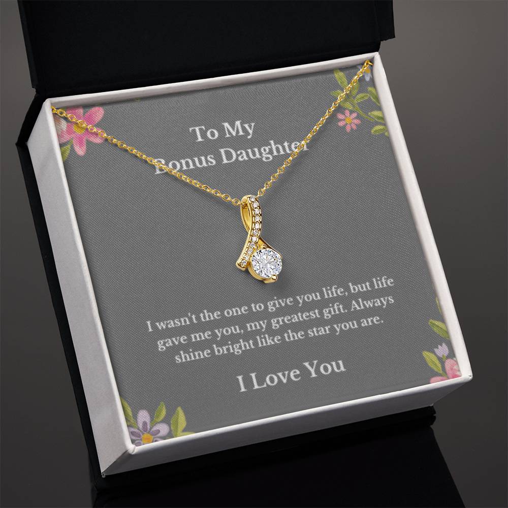 To My Bonus Daughter Necklace, Jewelry Gift From Parents Bright Star Necklace, Step Daughter Gift