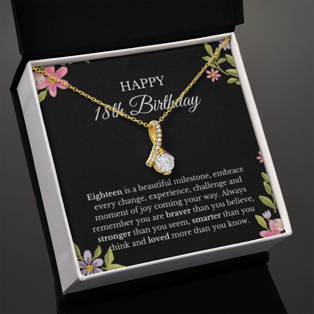 18th Birthday Necklace, Birthday Ribbon Necklace, Birthday Gifts For Woman, Birthday Card, Pendant Necklace