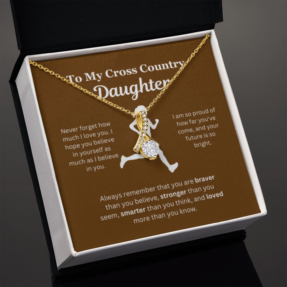 EllePendants To My Cross Country Daughter Necklace, Father Daughter Necklace, Mother Daughter Necklace, Daughter Birthday, Heart Jewelry, Gold Jewelry