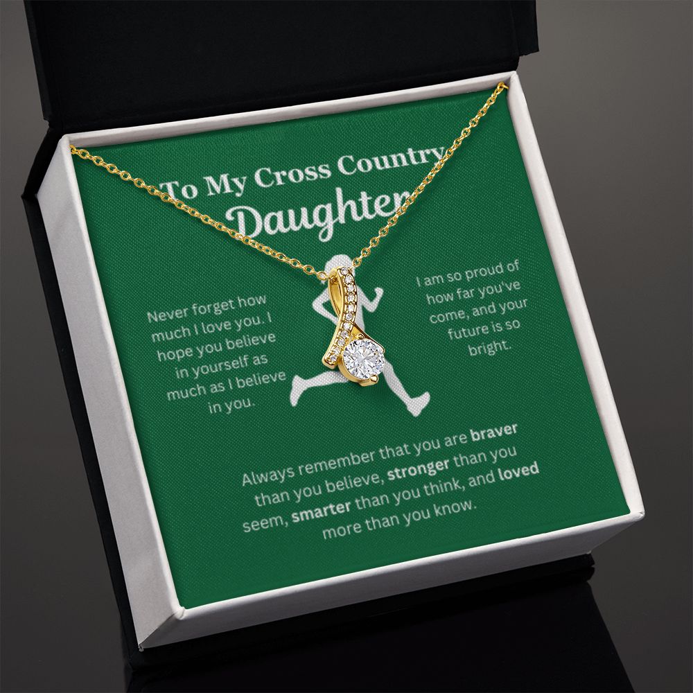 EllePendants To My Cross Country Daughter Necklace, Father Daughter Necklace, Mother Daughter Necklace, Daughter Birthday, Heart Jewelry, Gold Jewelry