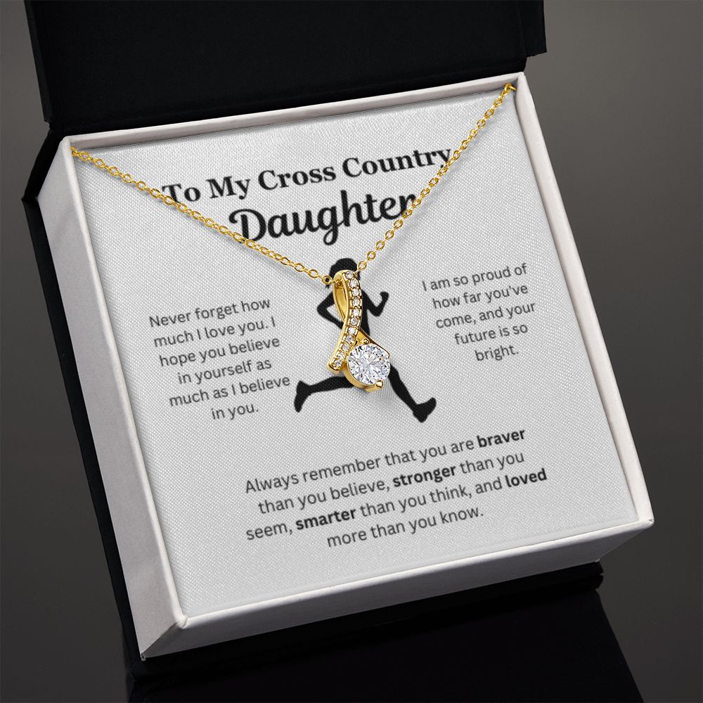 EllePendants To My Cross Country Daughter Necklace, Father Daughter Necklace, Mother Daughter Necklace, Daughter Birthday, Heart Jewelry, Gold Jewelry