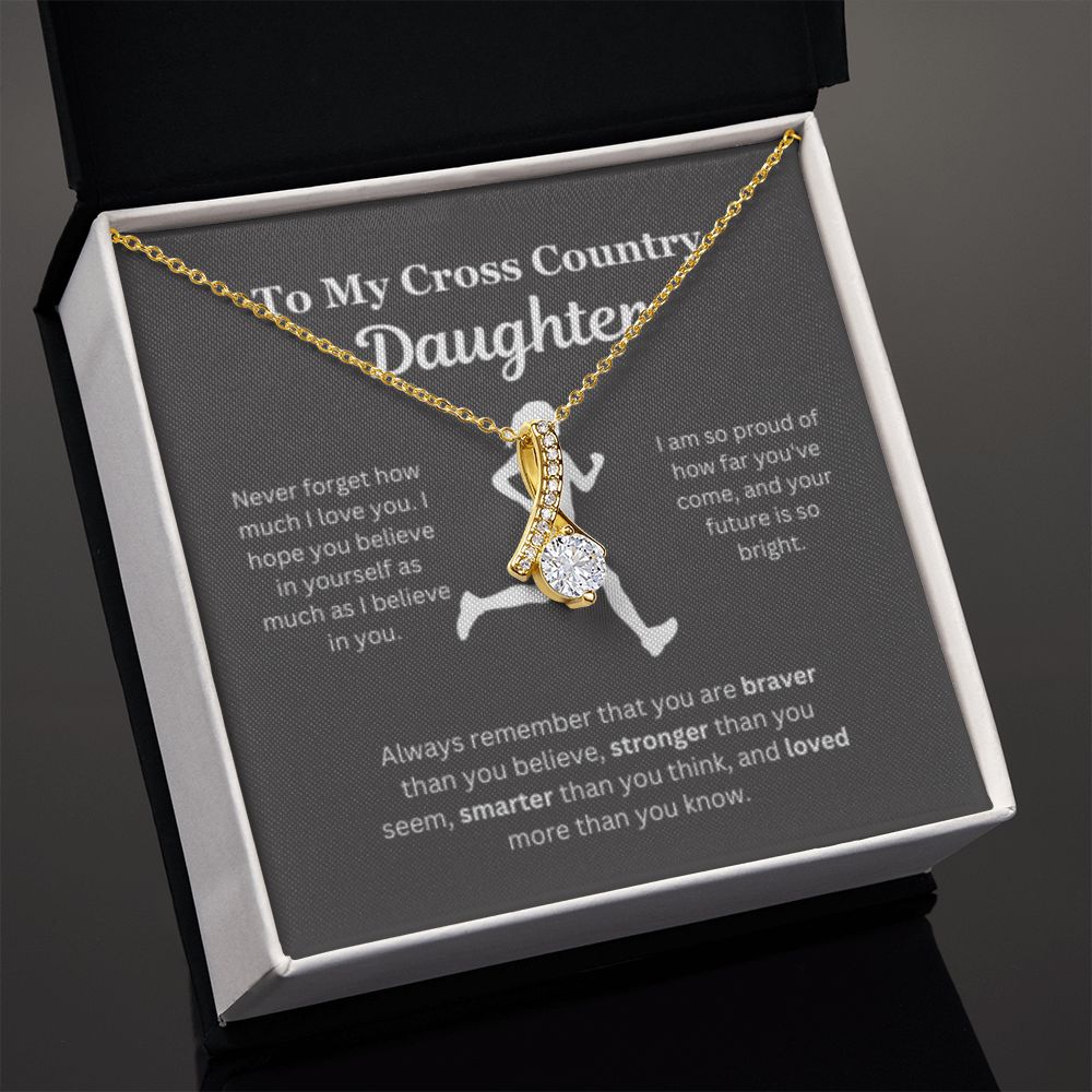 EllePendants To My Cross Country Daughter Necklace, Father Daughter Necklace, Mother Daughter Necklace, Daughter Birthday, Heart Jewelry, Gold Jewelry