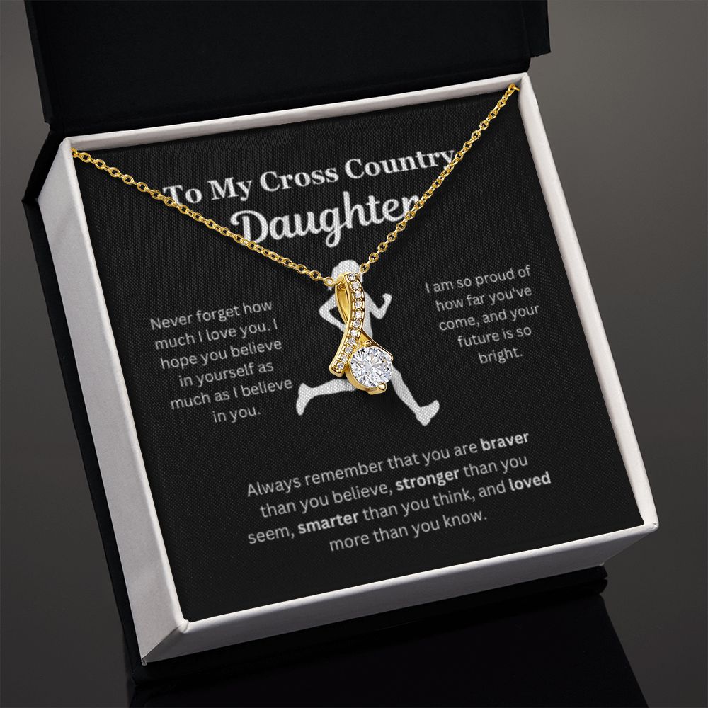 EllePendants To My Cross Country Daughter Necklace, Father Daughter Necklace, Mother Daughter Necklace, Daughter Birthday, Heart Jewelry, Gold Jewelry