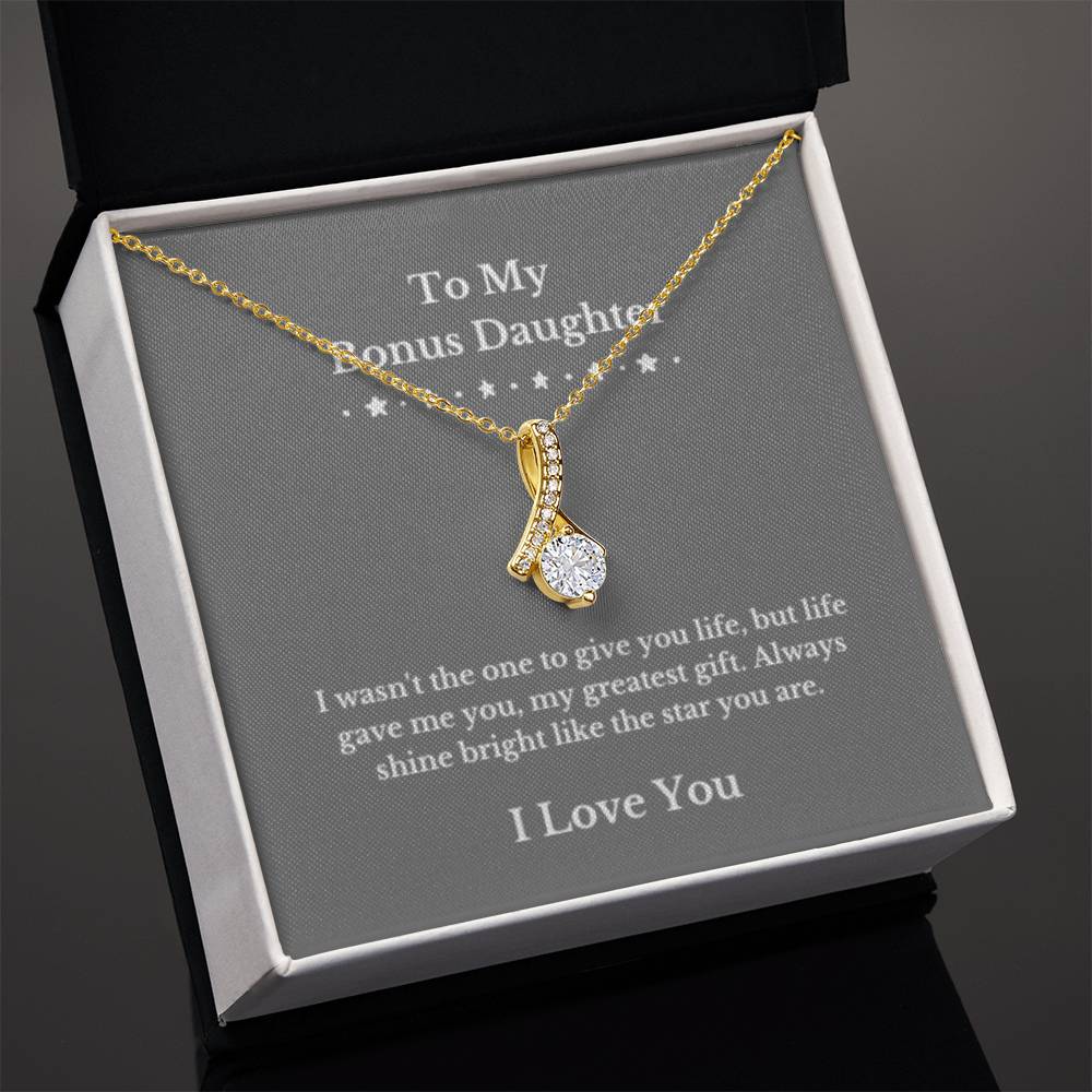 To My Bonus Daughter Necklace, Jewelry Gift From Parents Bright Star Necklace, Step Daughter Gift