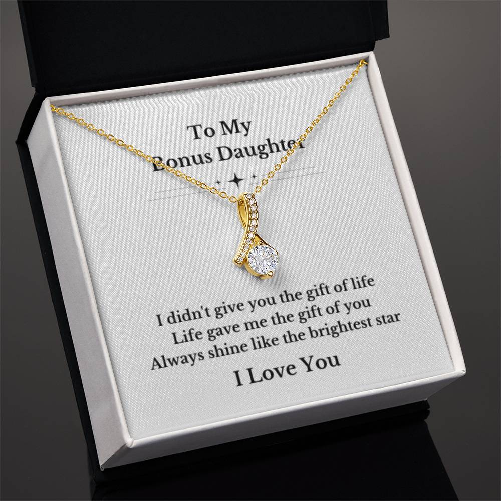 To My Bonus Daughter Necklace, Jewelry Gift From Parents Bright Star Necklace, Step Daughter Gift