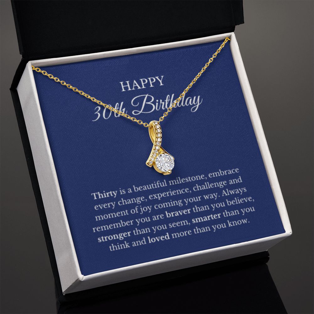 30th Birthday Necklace, Birthday Ribbon Necklace, Birthday Gifts For Woman, Birthday Card, Pendant Necklace