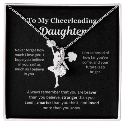 EllePendants To My Cheerleading Daughter Necklace, Father Daughter Necklace, Mother Daughter Necklace, Daughter Birthday, Heart Jewelry, Gold Jewelry, Interlocking Hearts, Message Card Necklace