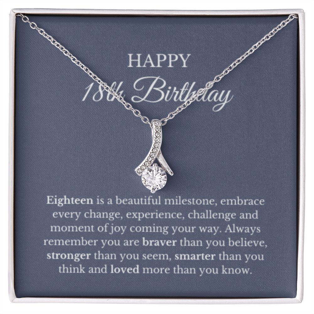 18th Birthday Necklace, Birthday Ribbon Necklace, Birthday Gifts For Woman, Birthday Card, Pendant Necklace