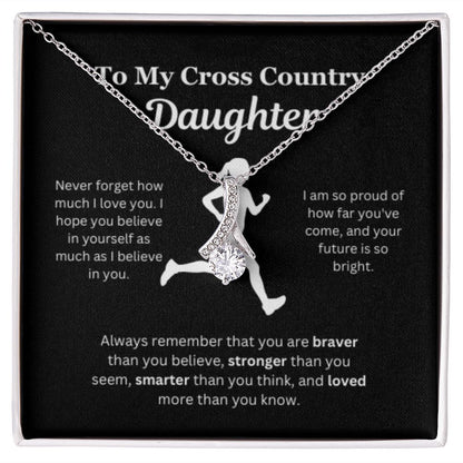 EllePendants To My Cross Country Daughter Necklace, Father Daughter Necklace, Mother Daughter Necklace, Daughter Birthday, Heart Jewelry, Gold Jewelry