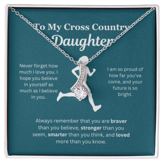 EllePendants To My Cross Country Daughter Necklace, Father Daughter Necklace, Mother Daughter Necklace, Daughter Birthday, Heart Jewelry, Gold Jewelry