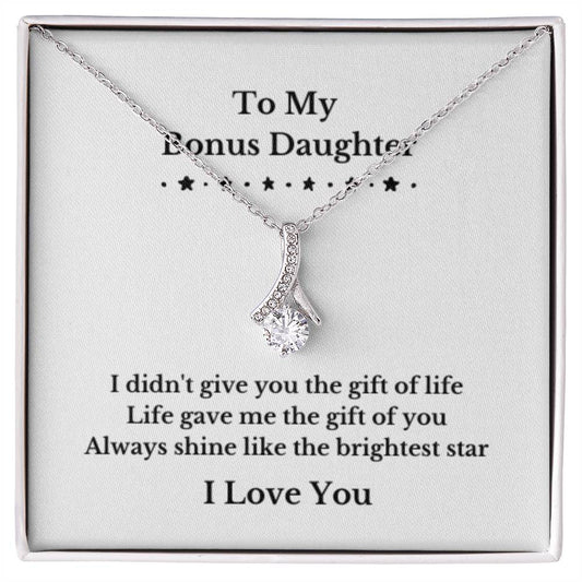 To My Bonus Daughter Necklace, Jewelry Gift From Parents Bright Star Necklace, Step Daughter Gift