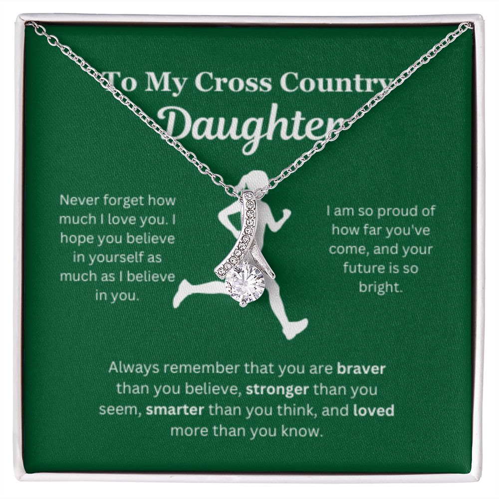 EllePendants To My Cross Country Daughter Necklace, Father Daughter Necklace, Mother Daughter Necklace, Daughter Birthday, Heart Jewelry, Gold Jewelry