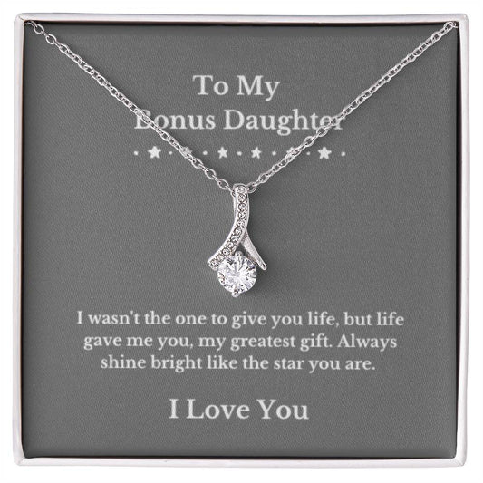 To My Bonus Daughter Necklace, Jewelry Gift From Parents Bright Star Necklace, Step Daughter Gift