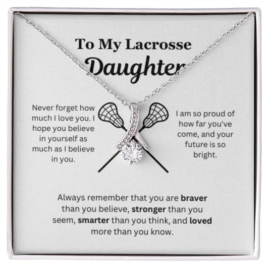 EllePendants To My Lacrosse Daughter Necklace, Father Daughter Necklace, Mother Daughter Necklace, Daughter Birthday, Heart Jewelry, Gold Jewelry, Interlocking Hearts, Message Card Necklace