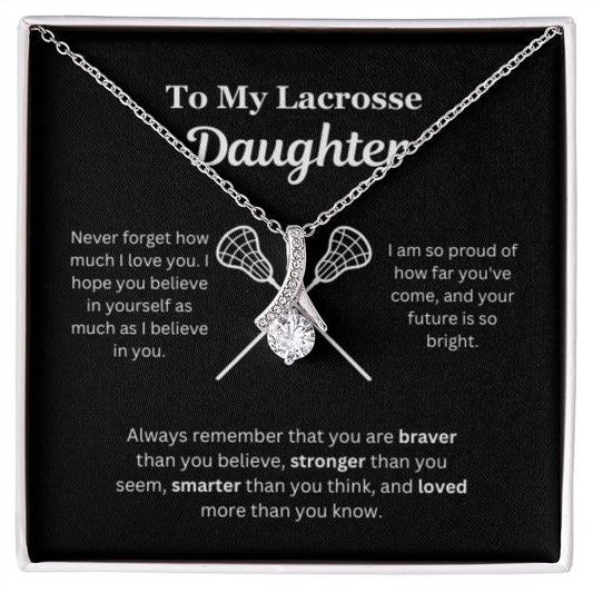 EllePendants To My Lacrosse Daughter Necklace, Father Daughter Necklace, Mother Daughter Necklace, Daughter Birthday, Heart Jewelry, Gold Jewelry, Interlocking Hearts, Message Card Necklace