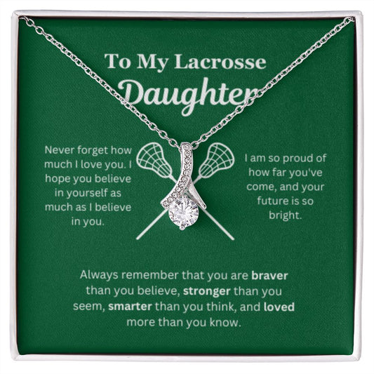 EllePendants To My Lacrosse Daughter Necklace, Father Daughter Necklace, Mother Daughter Necklace, Daughter Birthday, Heart Jewelry, Gold Jewelry, Interlocking Hearts, Message Card Necklace